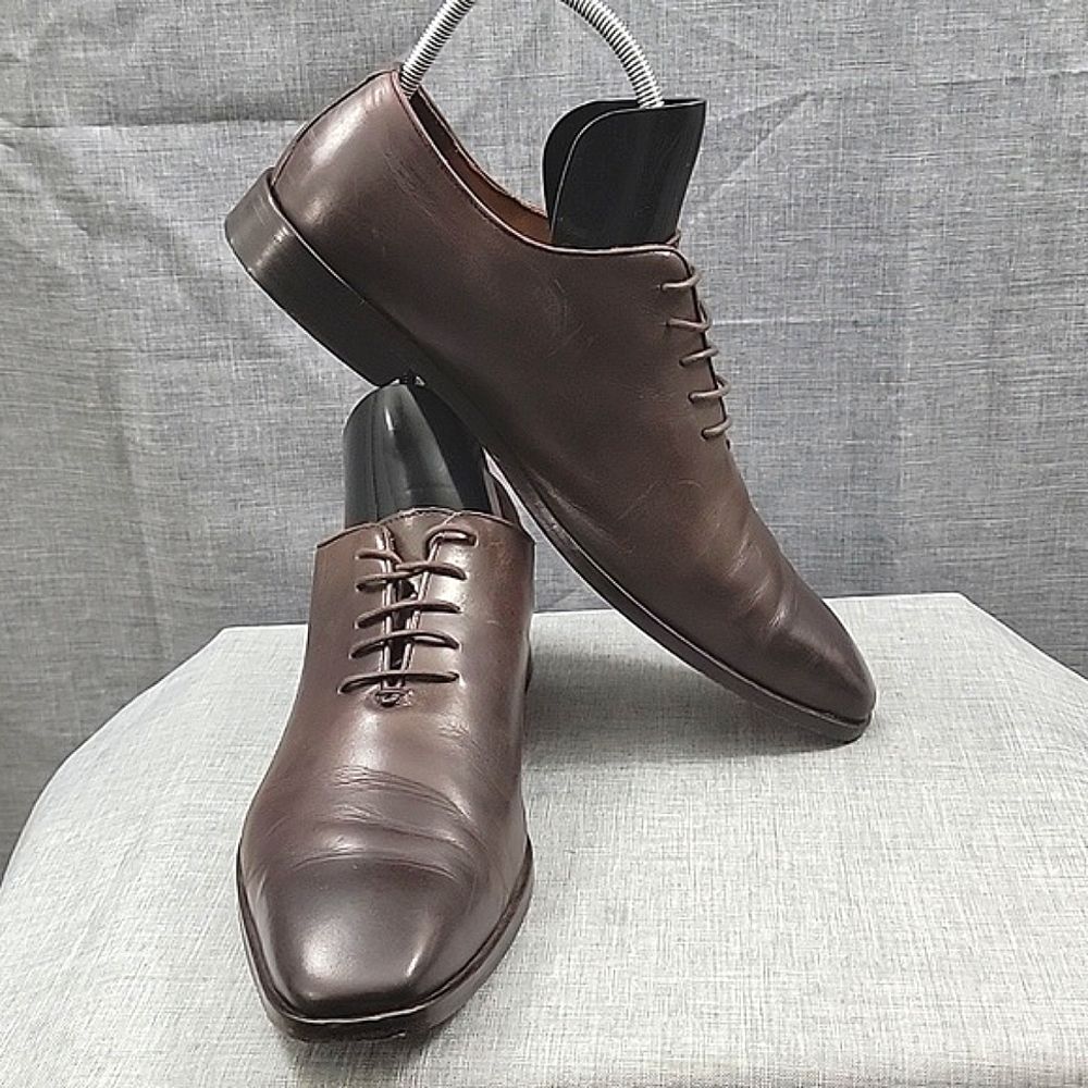 Massimo Matteo Mens Italian 5 Eye Dark Brown Lace-Up Oxford Shoe Sz 13 M